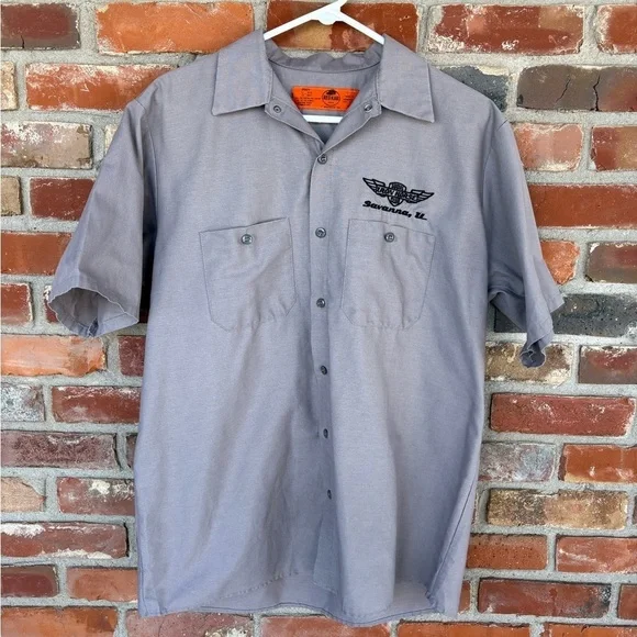 Men’s Iron Horse Social Club Printed Shirt Red Kap - Picture 2 of 6